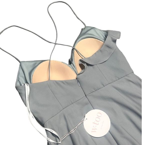 NWT womens Wtoo by Watters diane french blue ruffle v neck Bridesmaid Dress sz 4 - Picture 4 of 9